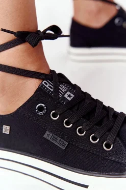 Damskie Big Star Shoes Damskie Tenisówki Na Platformie BIG STAR HH274056 Czarne