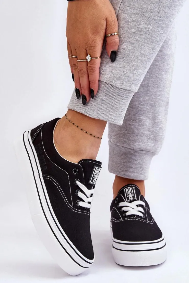 Damskie Big Star Shoes Damskie Tenisówki Na Platformie Big Star LL274230 Czarne