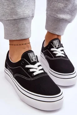 Damskie Big Star Shoes Damskie Tenisówki Na Platformie Big Star LL274230 Czarne