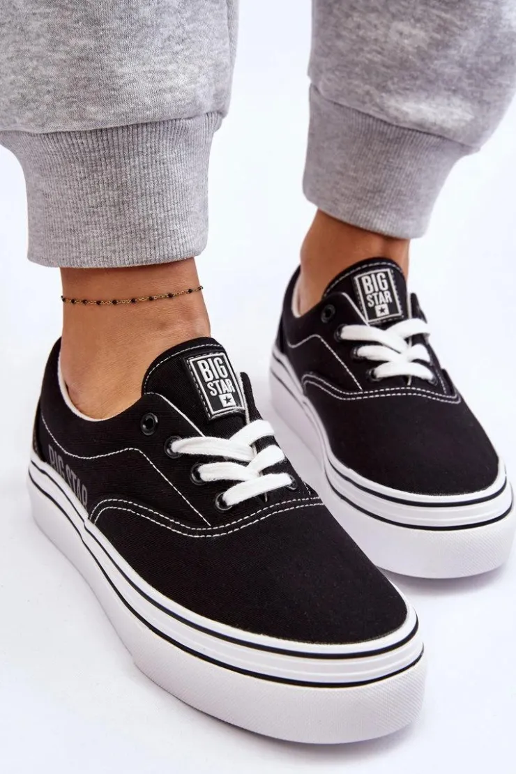Damskie Big Star Shoes Damskie Tenisówki Na Platformie Big Star LL274230 Czarne