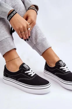 Damskie Big Star Shoes Damskie Tenisówki Na Platformie Big Star LL274230 Czarne