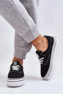 Damskie Big Star Shoes Damskie Tenisówki Na Platformie Big Star LL274230 Czarne