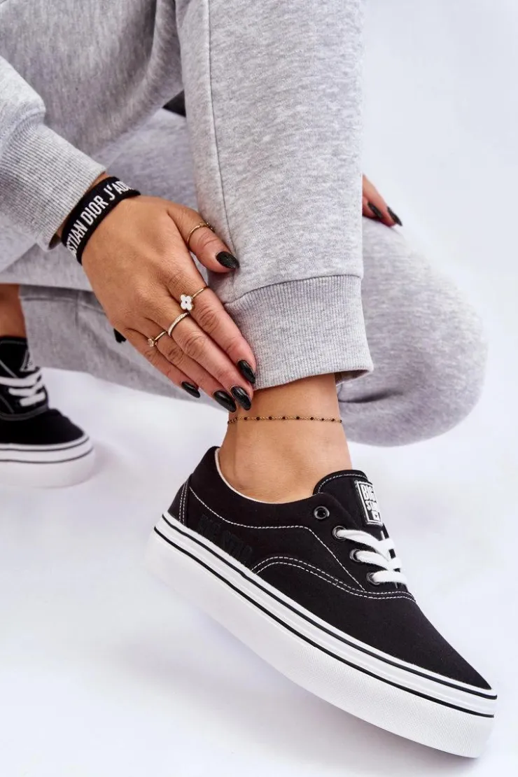 Damskie Big Star Shoes Damskie Tenisówki Na Platformie Big Star LL274230 Czarne