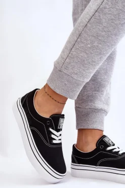Damskie Big Star Shoes Damskie Tenisówki Na Platformie Big Star LL274230 Czarne