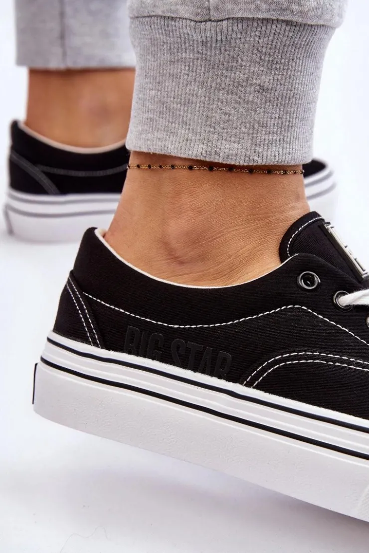 Damskie Big Star Shoes Damskie Tenisówki Na Platformie Big Star LL274230 Czarne