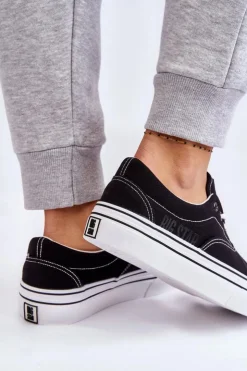 Damskie Big Star Shoes Damskie Tenisówki Na Platformie Big Star LL274230 Czarne