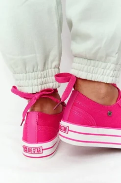 Big Star Shoes Trampki Damskie Big Star|Trampki Damskie Niskie*Damskie Tenisówki Na Platformie BIG STAR HH274054 Fuksja