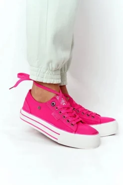 Big Star Shoes Trampki Damskie Big Star|Trampki Damskie Niskie*Damskie Tenisówki Na Platformie BIG STAR HH274054 Fuksja