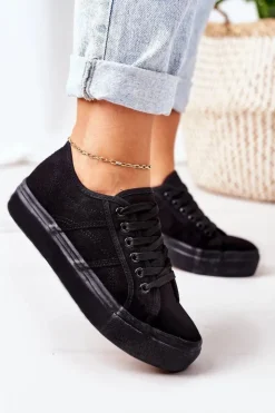 Boto Trampki Damskie Niskie*Damskie Tenisówki Na Platformie Czarne Skateboard