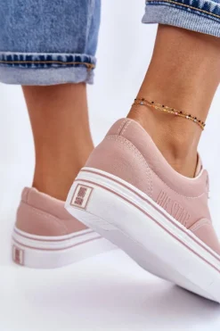 Big Star Shoes Trampki Damskie Big Star|Trampki Damskie Niskie*Damskie Tenisówki Na Platformie Big Star LL274229 Różowe