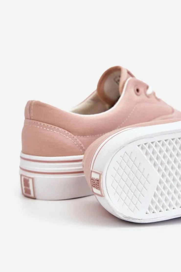 Big Star Shoes Trampki Damskie Big Star|Trampki Damskie Niskie*Damskie Tenisówki Na Platformie Big Star LL274229 Różowe