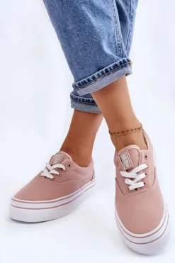 Big Star Shoes Trampki Damskie Big Star|Trampki Damskie Niskie*Damskie Tenisówki Na Platformie Big Star LL274229 Różowe