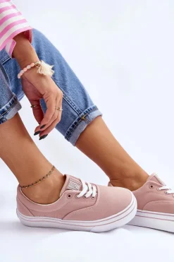 Big Star Shoes Trampki Damskie Big Star|Trampki Damskie Niskie*Damskie Tenisówki Na Platformie Big Star LL274229 Różowe