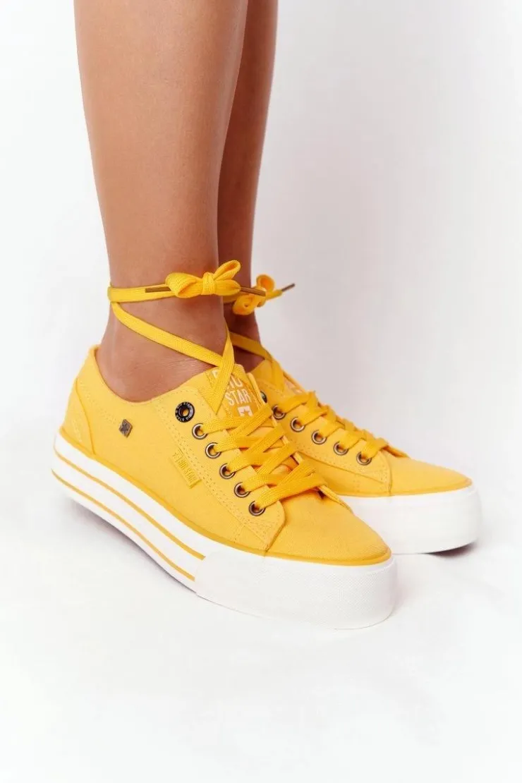 Hot Big Star Shoes Damskie Tenisówki Na Platformie BIG STAR HH274055 Żółte