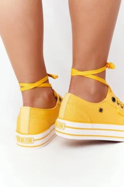Hot Big Star Shoes Damskie Tenisówki Na Platformie BIG STAR HH274055 Żółte