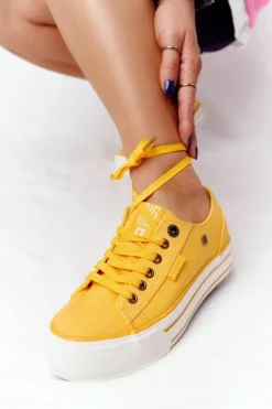Hot Big Star Shoes Damskie Tenisówki Na Platformie BIG STAR HH274055 Żółte