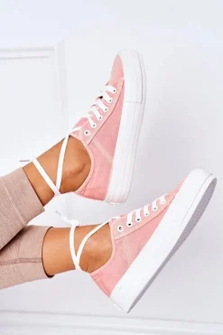 Clearance Lee Cooper Damskie Tenisówki Na Platformie LCW-21-31-0125L Koralowe