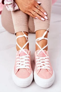 Clearance Lee Cooper Damskie Tenisówki Na Platformie LCW-21-31-0125L Koralowe