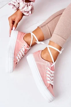 Clearance Lee Cooper Damskie Tenisówki Na Platformie LCW-21-31-0125L Koralowe