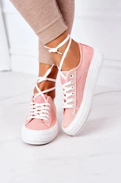 Clearance Lee Cooper Damskie Tenisówki Na Platformie LCW-21-31-0125L Koralowe