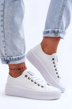Hot Big Star Shoes Damskie Tenisówki Na Platformie Big Star LL274A177 Białe