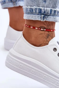 Hot Big Star Shoes Damskie Tenisówki Na Platformie Big Star LL274A177 Białe