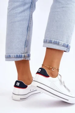 Big Star Shoes Trampki Damskie Big Star|Trampki Damskie Niskie*Damskie Tenisówki Na Rzepy Big Star LL274A207 Białe