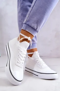 Damskie buty S.Barski Trampki Damskie Niskie*Damskie Tenisówki Skarpetkowe Białe Soren