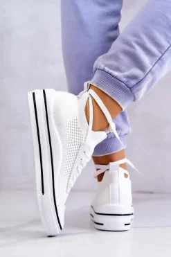 Damskie buty S.Barski Trampki Damskie Niskie*Damskie Tenisówki Skarpetkowe Białe Soren