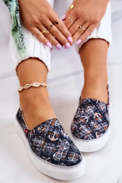 Damskie Big Star Shoes Damskie Tenisówki Slip On Memory Foam Big Star JJ276012 Czarne