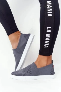 Clearance Big Star Shoes Damskie Tenisówki Slip-on Big Star FF274A607 Szare