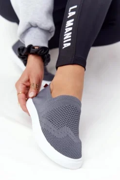 Clearance Big Star Shoes Damskie Tenisówki Slip-on Big Star FF274A607 Szare