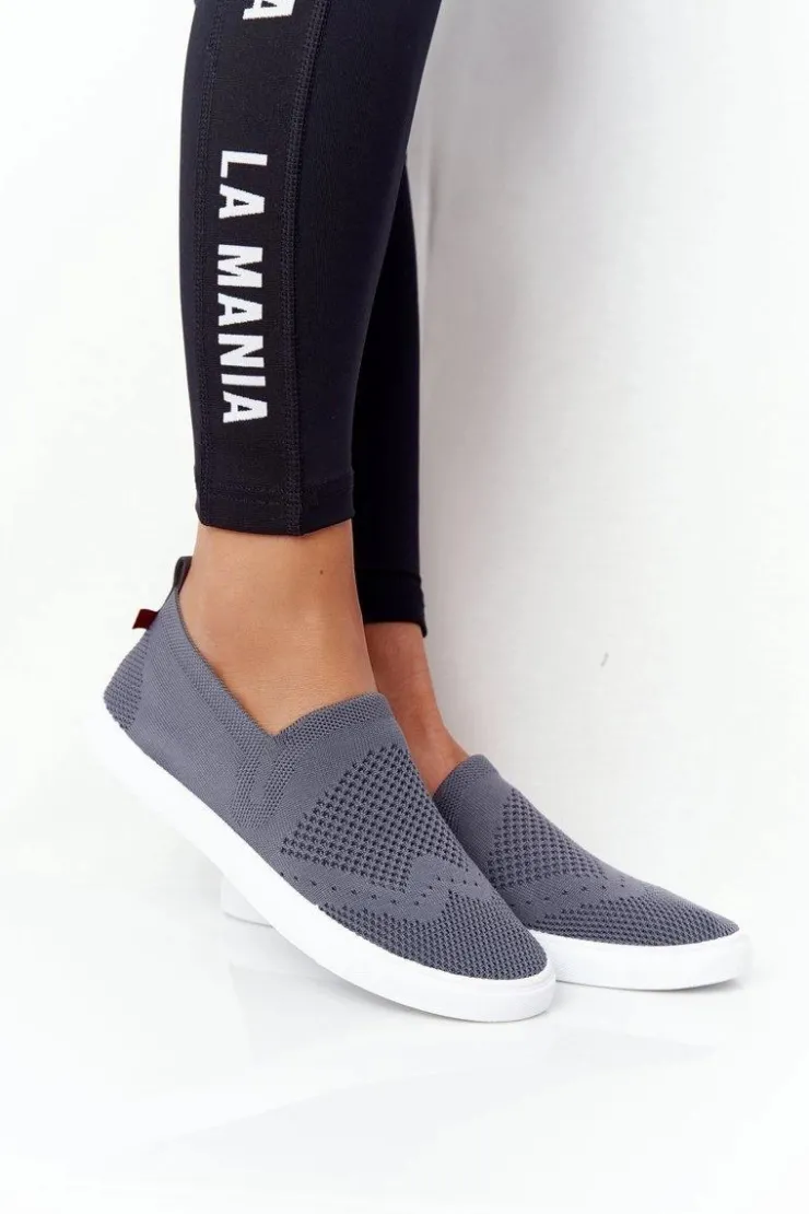 Clearance Big Star Shoes Damskie Tenisówki Slip-on Big Star FF274A607 Szare