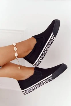 Big Star Shoes Trampki Damskie Slip-On|Trampki Damskie Big Star*Damskie Tenisówki Slip-on Big Star HH274012 Czarne