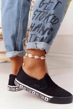 Big Star Shoes Trampki Damskie Slip-On|Trampki Damskie Big Star*Damskie Tenisówki Slip-on Big Star HH274012 Czarne