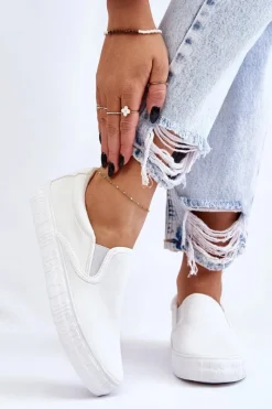 Damskie Big Star Shoes Damskie Tenisówki Slip-On Big Star LL274389 Białe