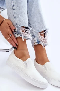 Damskie Big Star Shoes Damskie Tenisówki Slip-On Big Star LL274389 Białe