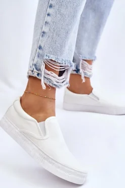 Damskie Big Star Shoes Damskie Tenisówki Slip-On Big Star LL274389 Białe