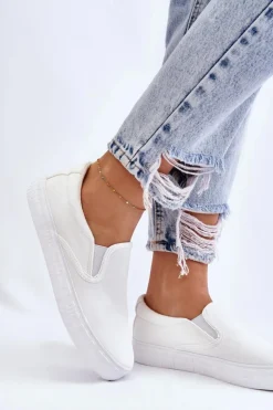 Damskie Big Star Shoes Damskie Tenisówki Slip-On Big Star LL274389 Białe