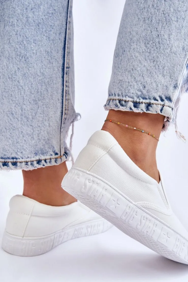 Damskie Big Star Shoes Damskie Tenisówki Slip-On Big Star LL274389 Białe