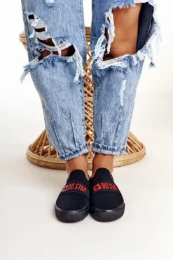 Online Big Star Shoes Damskie Tenisówki Slip-on Big Star FF274221 Czarne