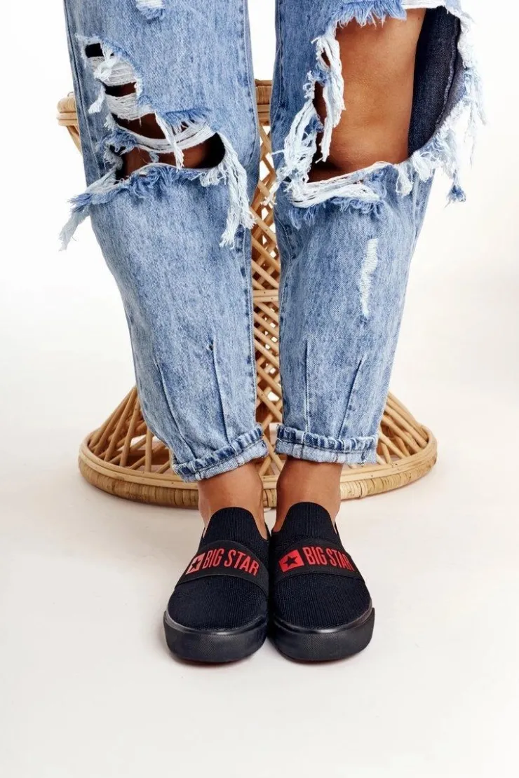 Online Big Star Shoes Damskie Tenisówki Slip-on Big Star FF274221 Czarne