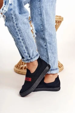 Online Big Star Shoes Damskie Tenisówki Slip-on Big Star FF274221 Czarne