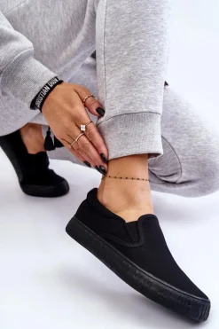 Best Big Star Shoes Damskie Tenisówki Slip-On Big Star LL274392 Czarne