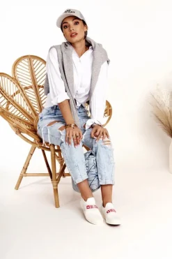 Big Star Shoes Trampki Damskie Slip-On|Trampki Damskie Big Star*Damskie Tenisówki Slip-on Big Star FF274219 Białe