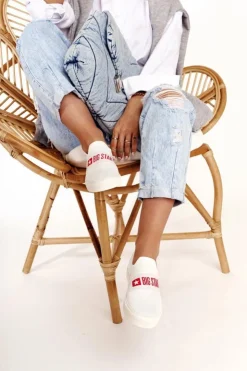 Big Star Shoes Trampki Damskie Slip-On|Trampki Damskie Big Star*Damskie Tenisówki Slip-on Big Star FF274219 Białe