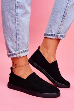 Clearance Big Star Shoes Damskie Tenisówki Slip-on Czarne Big Star FF274A609