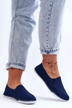 Best Evento Damskie Tenisówki Slip-On Granatowe Versali
