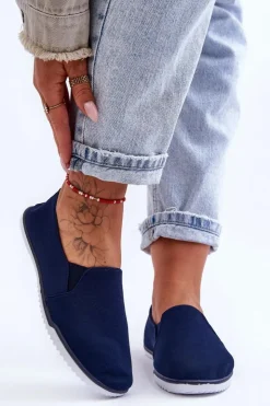 Best Evento Damskie Tenisówki Slip-On Granatowe Versali