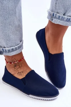 Best Evento Damskie Tenisówki Slip-On Granatowe Versali